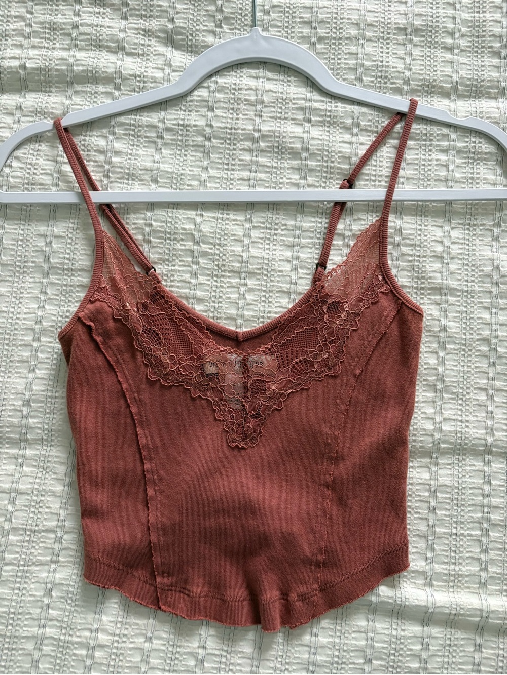 Urban Outfitters Rust Lace-Trim Spaghetti Strap Tank